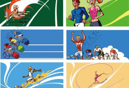 手绘卡通体育运动背景卡片图片