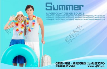 夏天清凉夏装情侣享受度假影骑韩国实用设计分层源文件PSD源文件