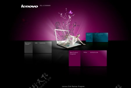 女子跳舞黑色网页模板电脑科技红色蓝色高雅视觉图片