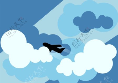 飞机穿过云层轮廓