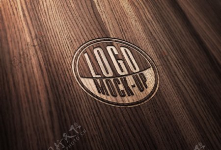 木质纹理logo效果木板