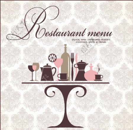 复古餐馆的菜单封面设计的艺术载体04