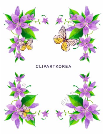 矢量紫色花卉文本框矢量模板