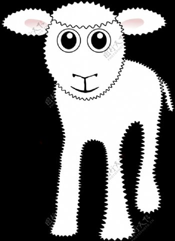 有趣的白色小羊羔的卡通