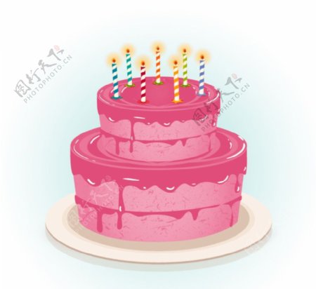 粉色生日蛋糕矢量素材