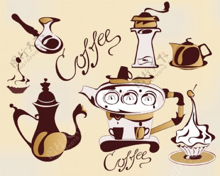咖啡用品矢量图片