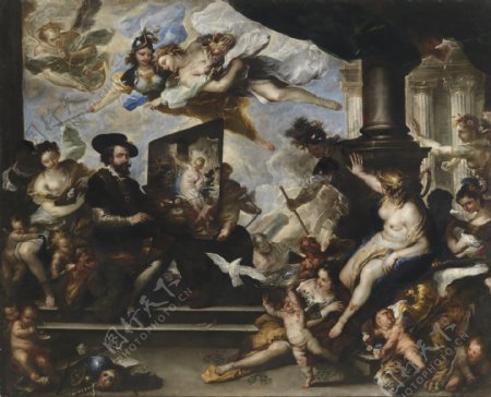 GiordanoLucaRubenspintandolaAlegoriadelaPazCa.1660意大利画家卢卡焦尔达诺FaPresto人物油画装饰画