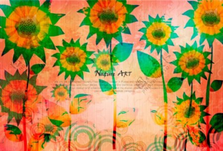艺术花卉彩绘花朵背景矢量素材