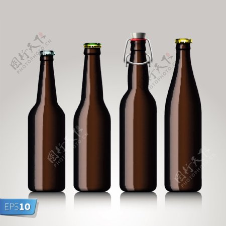 不同的啤酒瓶的设计元素矢量图04