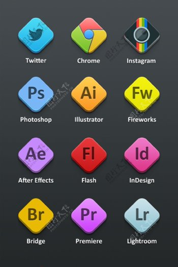 12丰富多彩的圆形Adobe图标集PSD