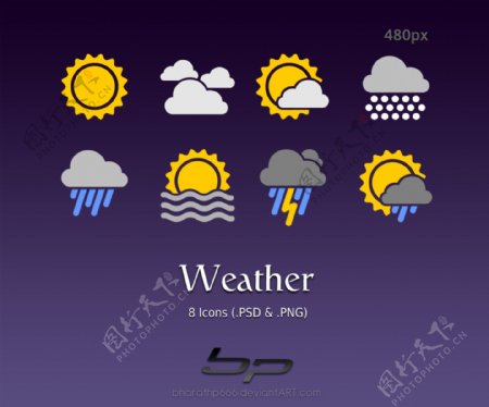 8款Android天气图标集PSD格式