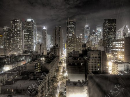 纽约市背景的夜灯