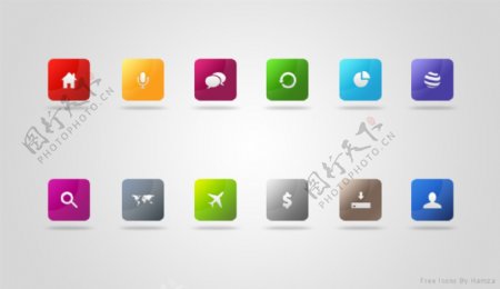 12款时尚色彩的WebUI图标集PSD