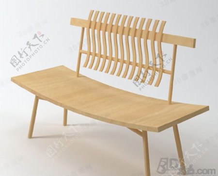 3D实木长椅模型