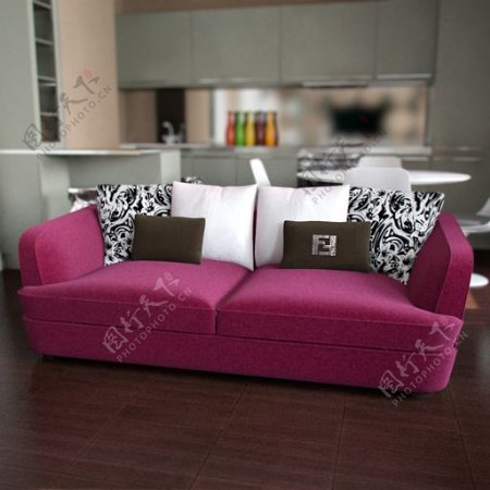 现代的粉红色双座位沙发