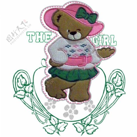 印花矢量图女童T恤图案动物小熊免费素材