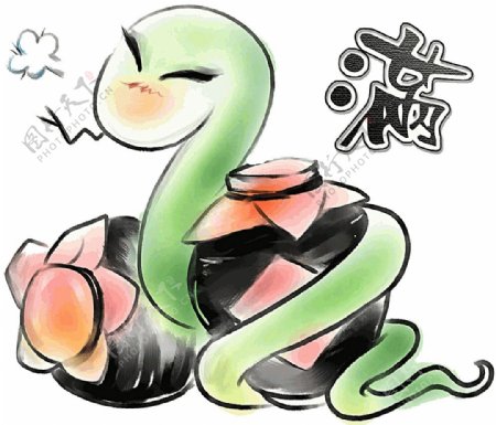 中国水墨画12生肖蛇图片