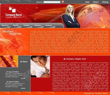 红色网页模板