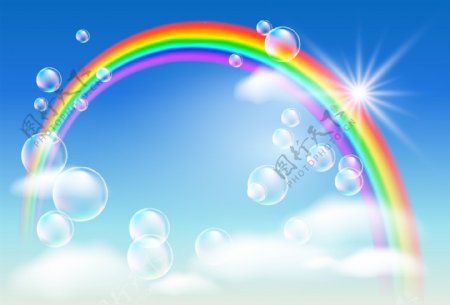 矢量彩虹气泡自然海报