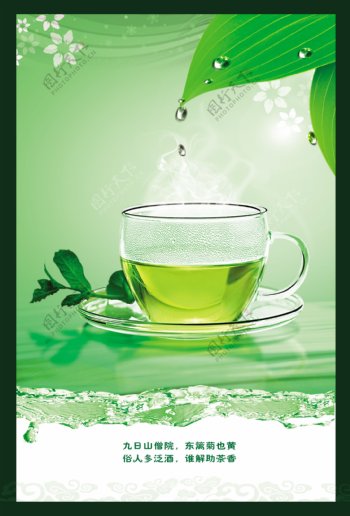 清新绿茶广告图片