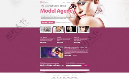 新型机构pinktouch网页设计PSD