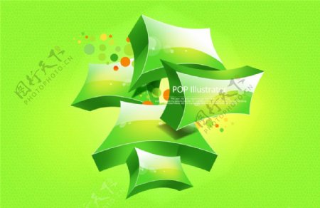 绿色叠加立体创意图案psd素材