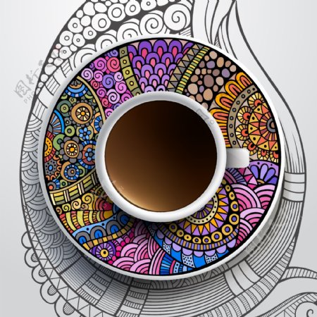 多彩艺术咖啡杯