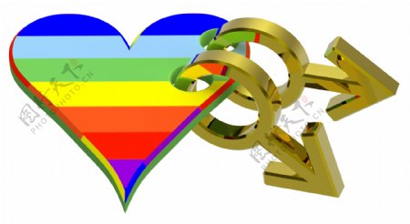 彩虹连心金男同性恋的象征