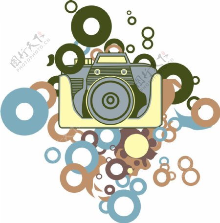 印花矢量图色彩五彩斑斓相机水泡免费素材