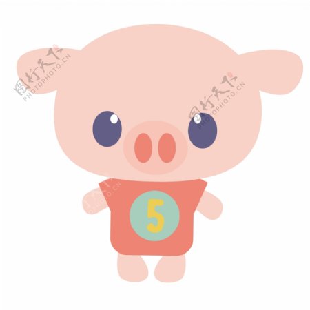印花矢量图婴童卡通动物动物小猪免费素材
