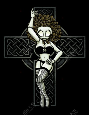 十字架性感美女t恤图案图片