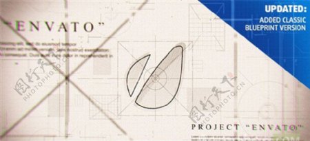 建筑蓝图绘制Logo标志动画