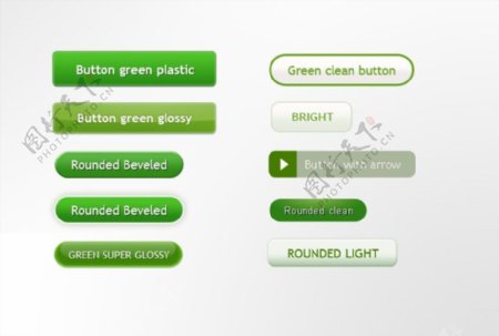 绿色按钮集合PSD分层素材