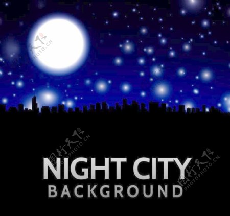 城市建筑夜景剪影图片