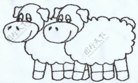 绣花动物绵羊绵羊色彩免费素材