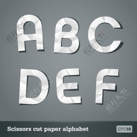 剪纸字母矢量图