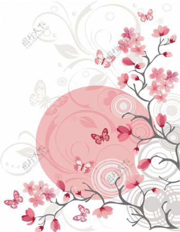 桃花花纹素材图片