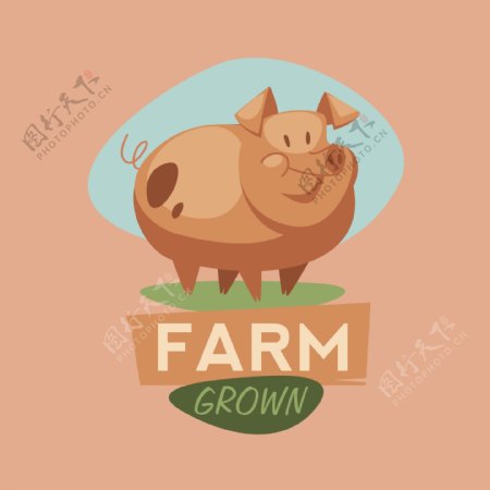 印花矢量图可爱卡通卡通动物猪农场免费素材