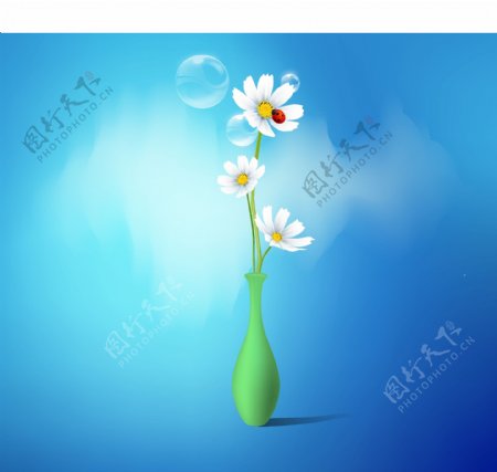 花瓶花卉矢量图