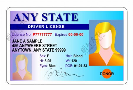 一般女性州的驾驶执照