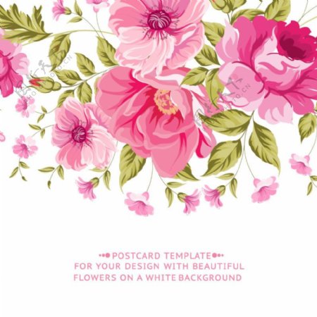 复古粉色花卉卡片矢量素材