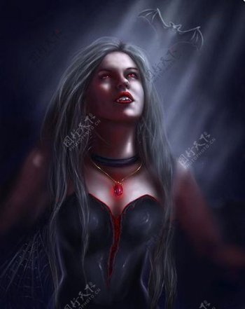 位图插画人物女人吸血鬼免费素材