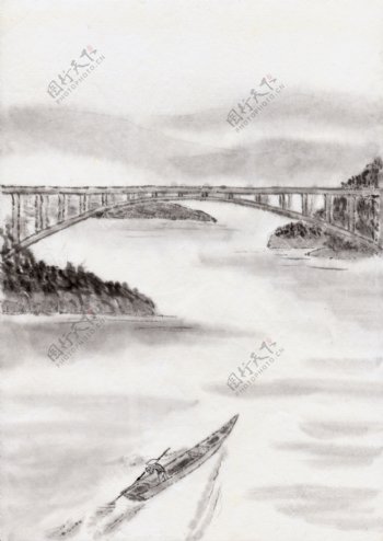 古代风景图桥