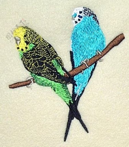 绣花动物鸟色彩免费素材