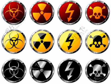 核辐射的危险警告标志矢量素材