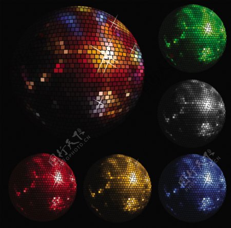 2个迪斯科舞厅水晶球背景矢量素材