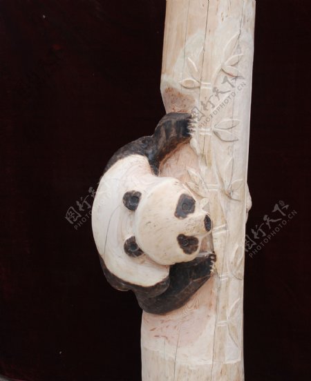 熊猫根雕图片