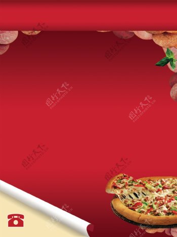 比萨套餐红色绿叶外送标志传单图片