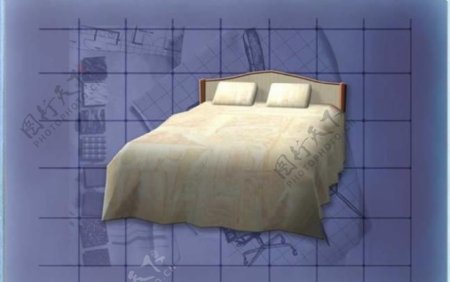 酒店风格家具床0023D模型