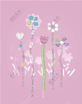 印花矢量图卡通植物色彩紫色花纹免费素材